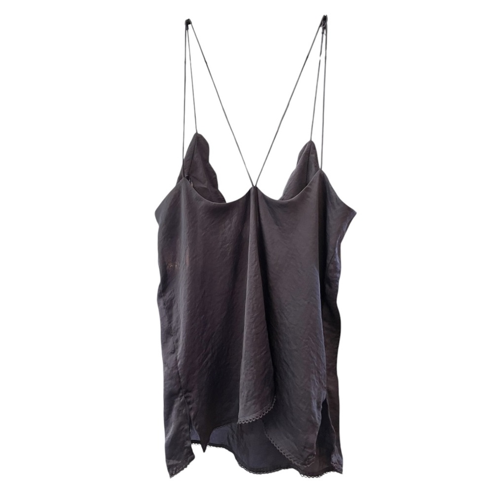 Free People Gray/Blue Scalloped Edge Tank Top - Picture 3 of 4